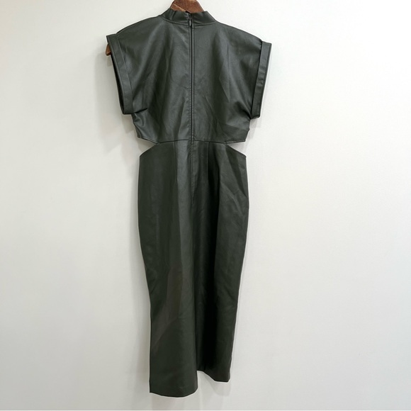 Anthropologie Eva Franco Faux Vegan Leather Dress with Cutouts Green Size 4 - Picture 4 of 12